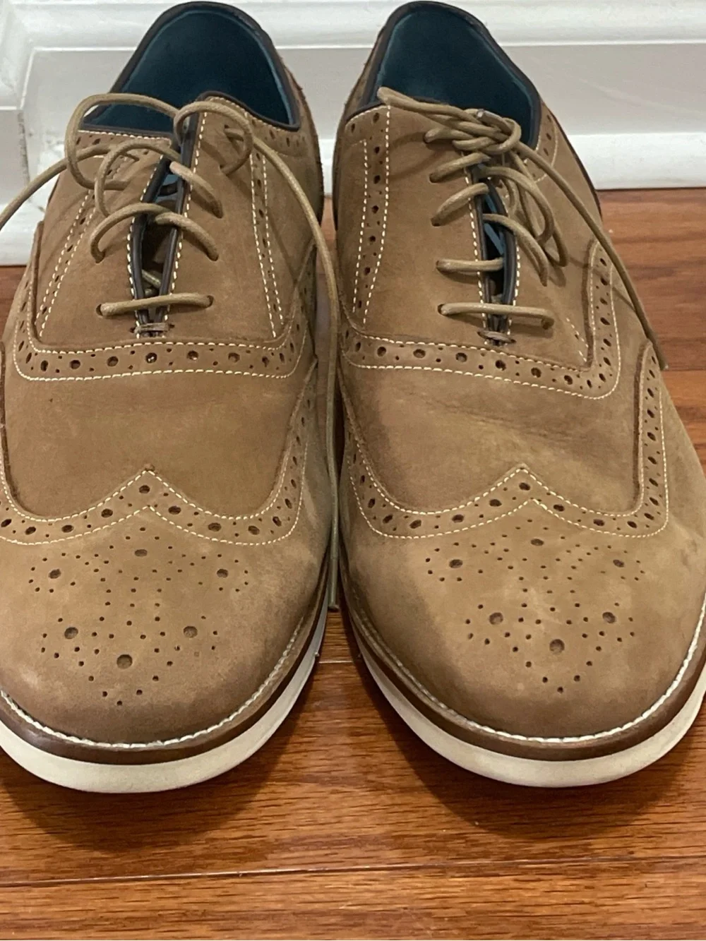 Johnston Murphy Mens Watkins Wingtip Oxfords Nubuck Camel 12 M